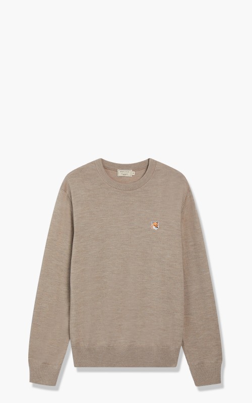 Maison Kitsuné Regular R-Neck Sweatshirt Fox Head Patch Beige Melange