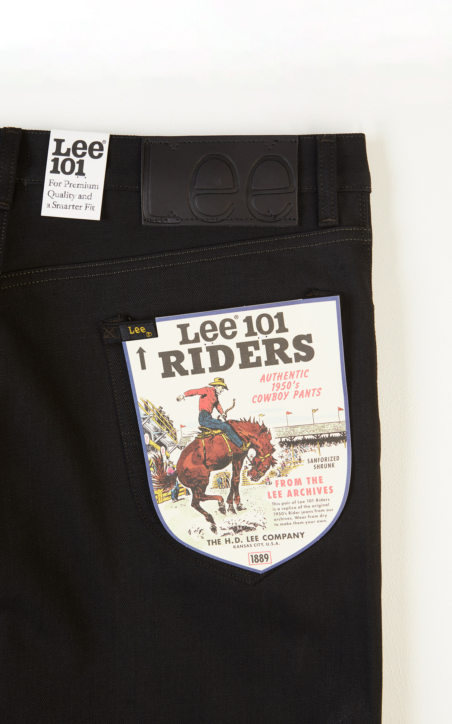 Lee 101 50s Rider Jeans Dry Black Selvage 13oz | Cultizm