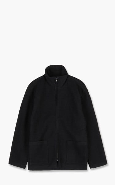 Auralee Wool Ling Yarn Milled Jersey Zip Blouzon Black A21AB01AT-Black