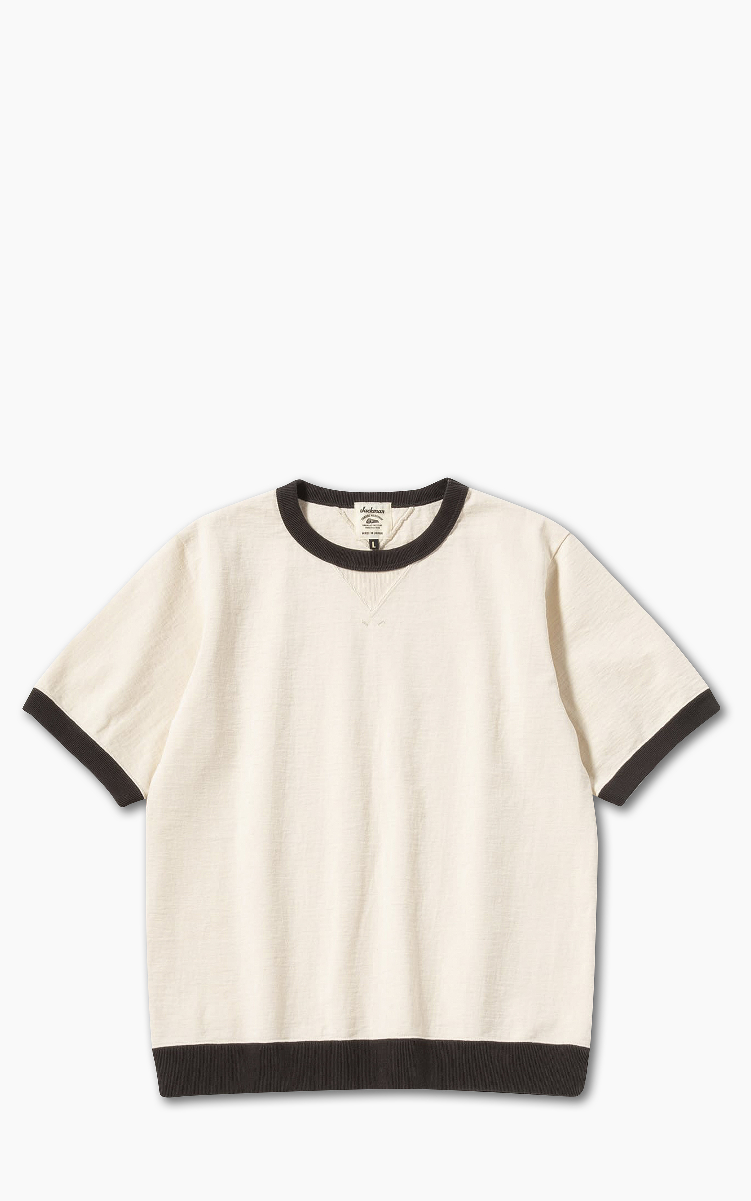 Jackman Dotsume Rib T-Shirt Ecru x Ink Black | Cultizm