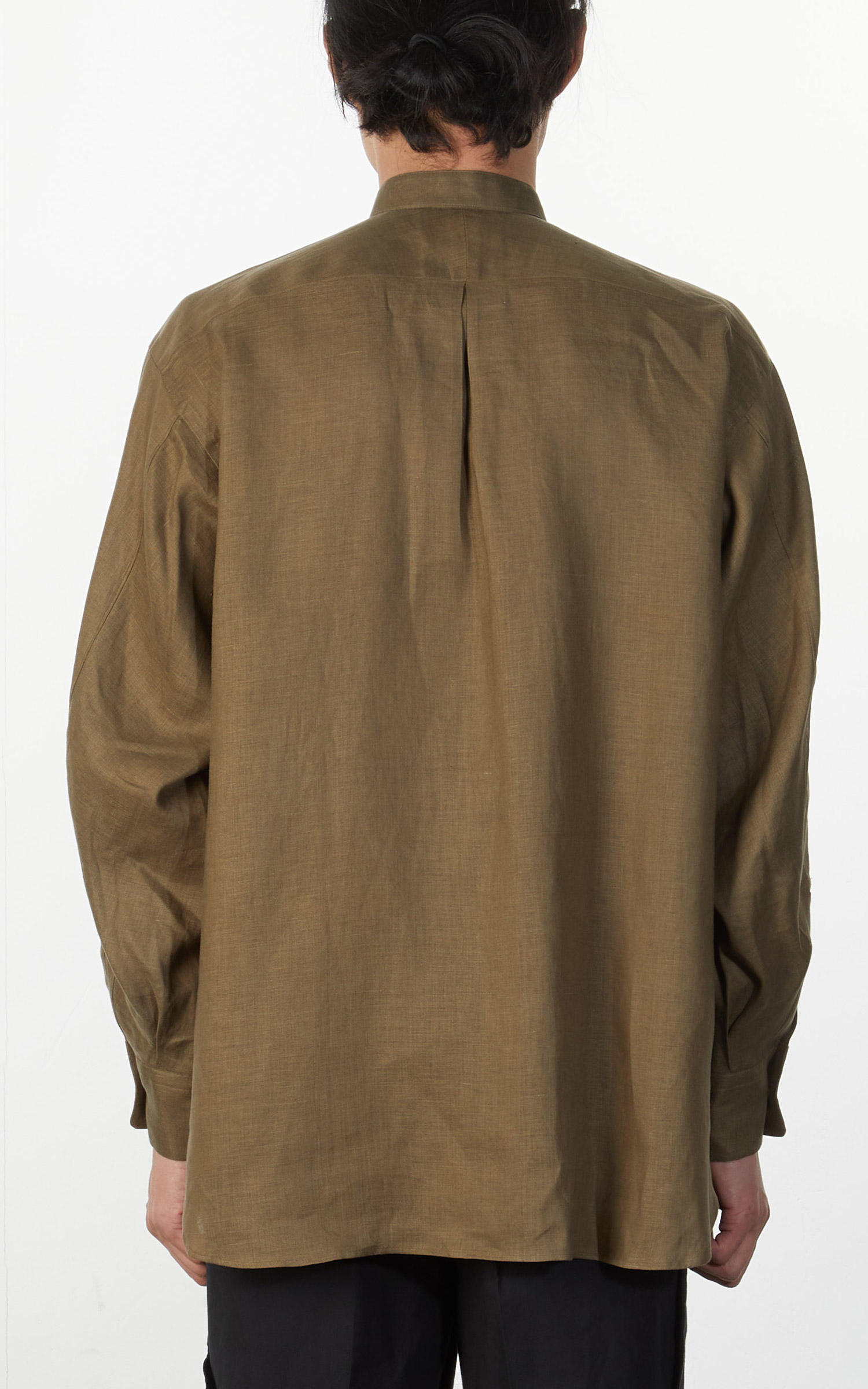 Markaware Hemp Comfort Fit Band Collar Shirt Khaki | Cultizm
