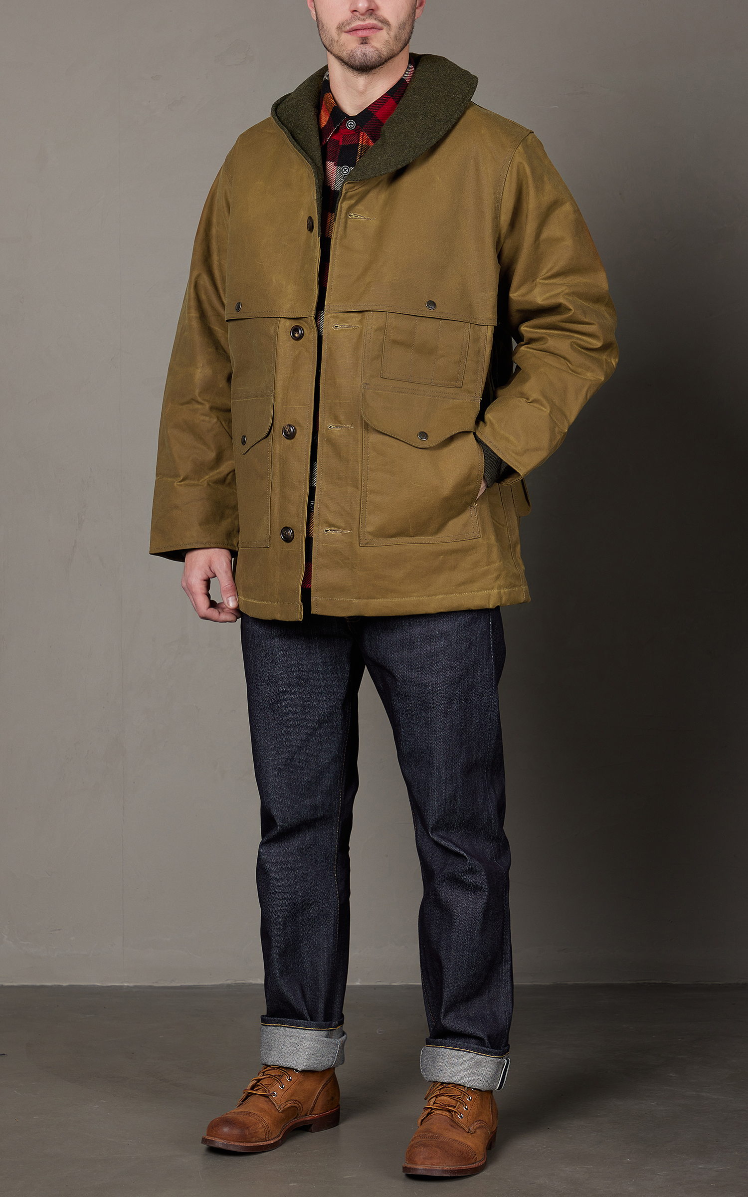 Filson Tin Cloth Insulated Packer Coat Dark Tan | Cultizm