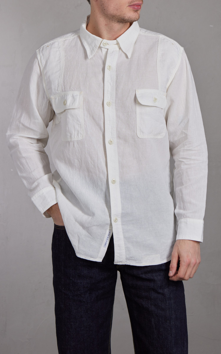 Pherrow's 770WS Cotton Work Shirt White | Cultizm