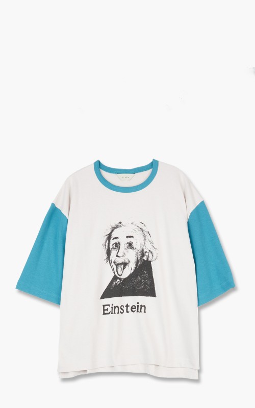 Jieda Einstein Print T-Shirt White/Turquoise FW21-CT02-A-White/Turquoise