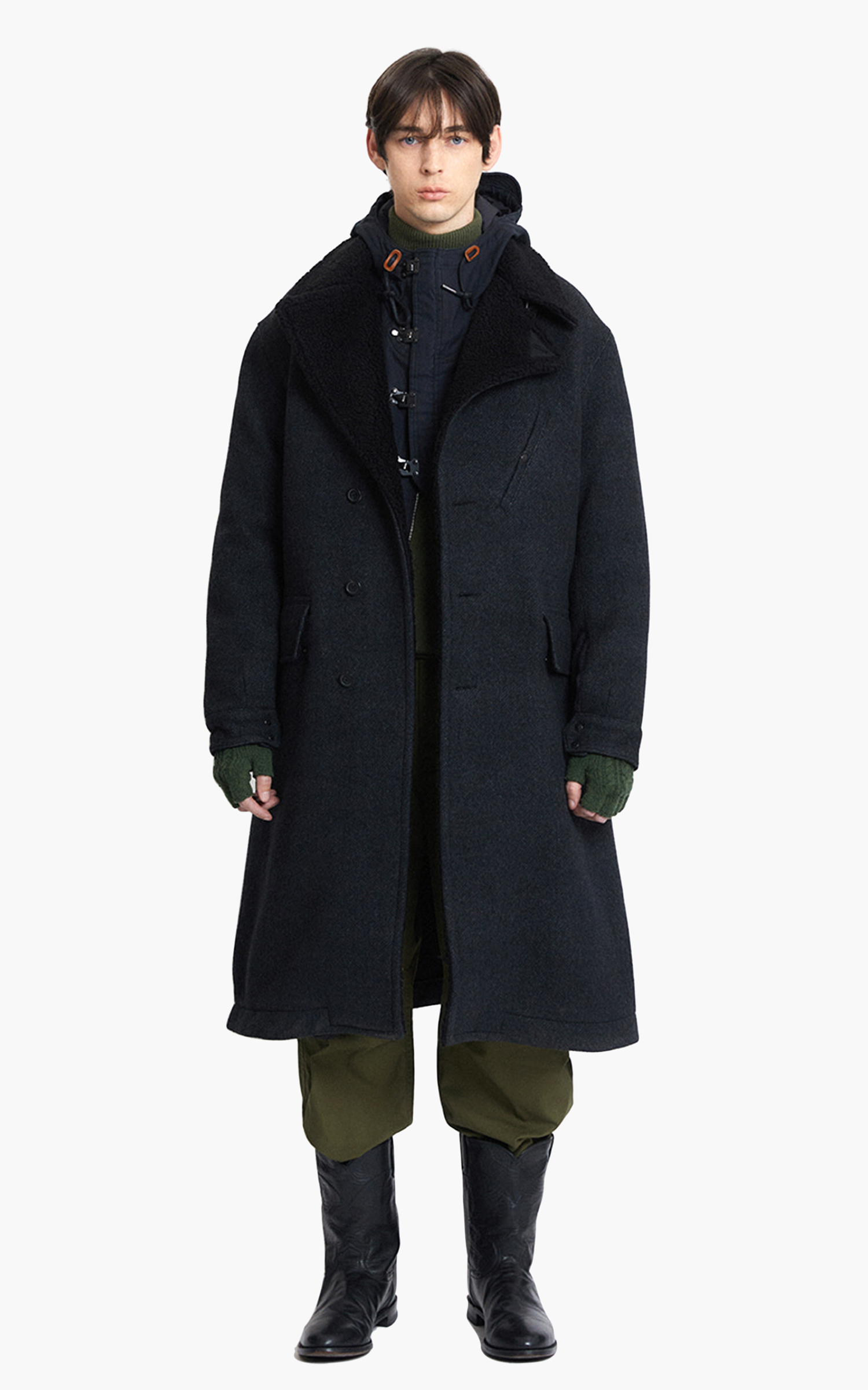 Eastlogue Shearling Rider Coat Ash Black | Cultizm