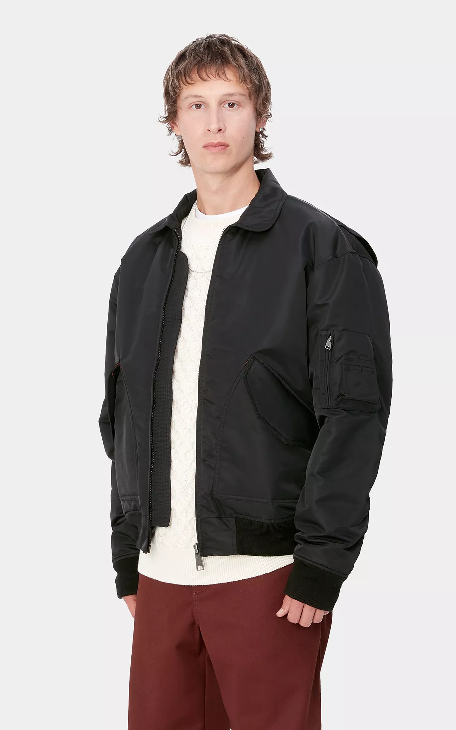 Carhartt WIP Olten Bomber Jacket Nylon Black/Turmeric | Cultizm Carhartt WIP Olten Bomber Jacket Nylon Black/Turmeric | Cultizm