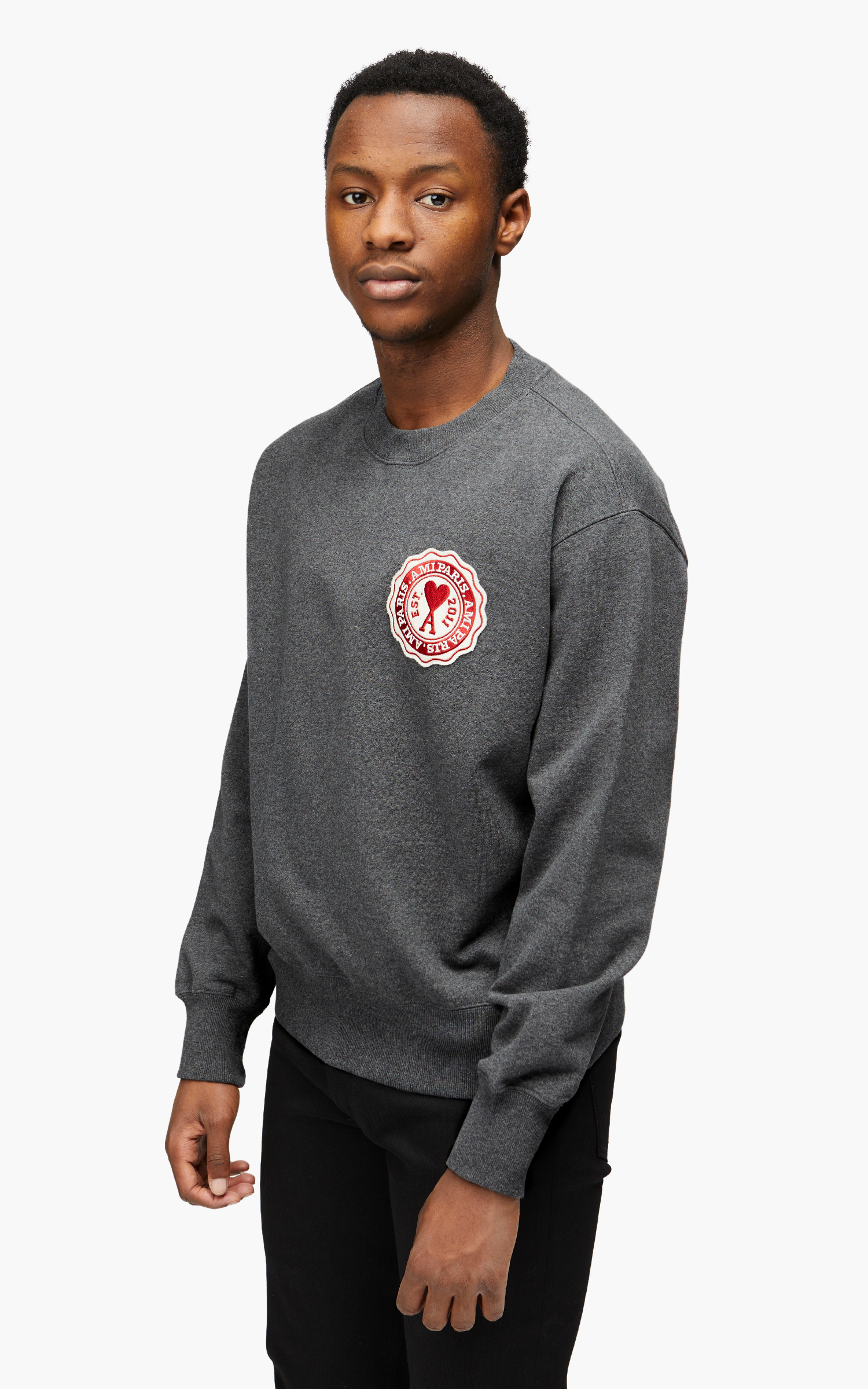 AMI Paris Ami Paris FR Patch Sweatshirt Heather Grey | Cultizm