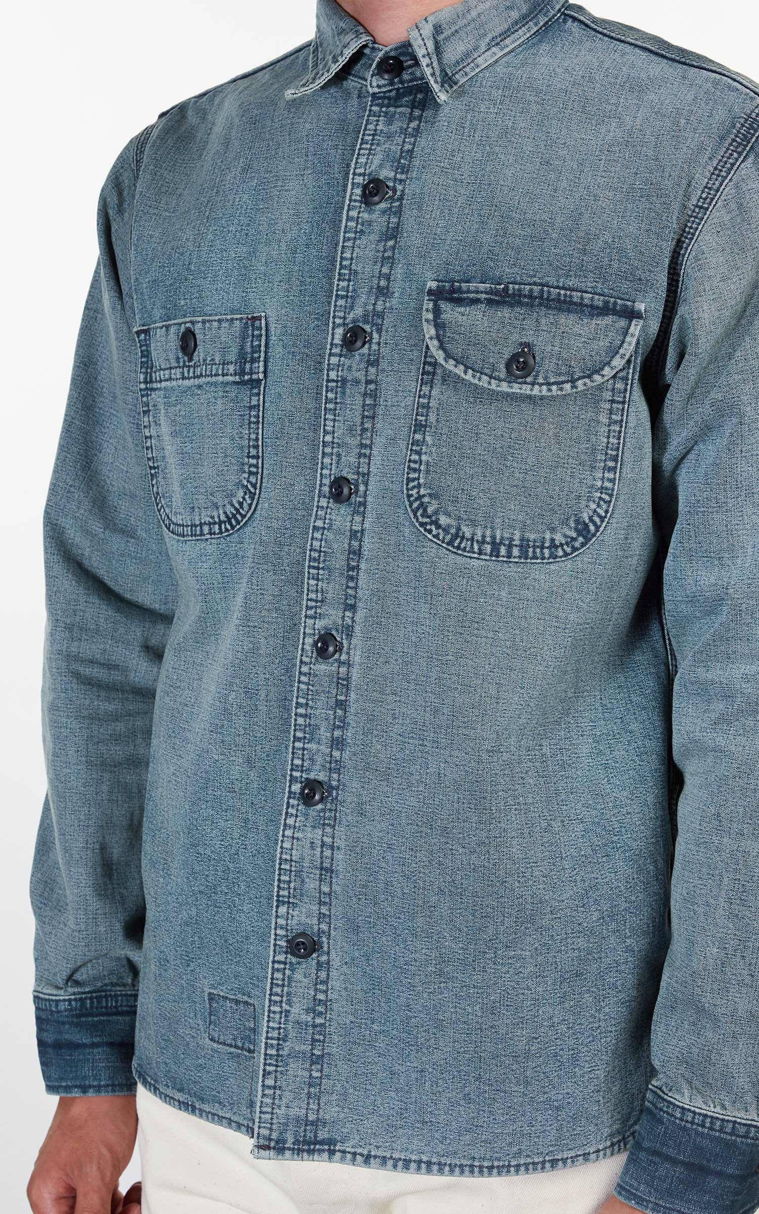 Rogue Territory Work Shirt Washed Out Indigo Selvedge Canvas | Cultizm