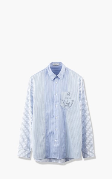 JW Anderson Relaxed Striped Patchwork Shirt Baby Blue