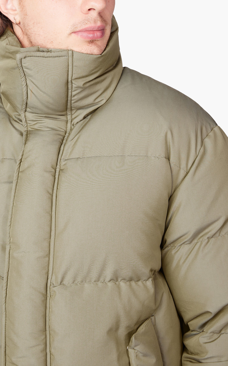 Auralee Finx Poly Chambray Down Coat Olive Khaki | Cultizm