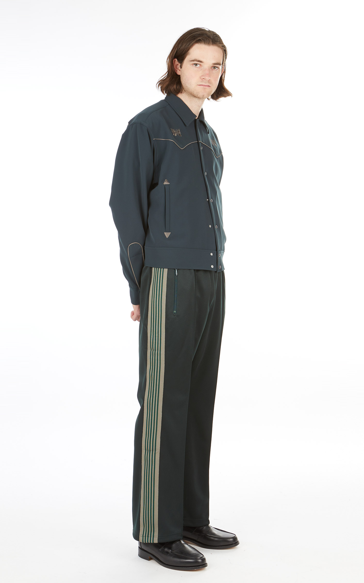 Needles Boot Cut Track Pant Poly Smooth Dark Green   Cultizm