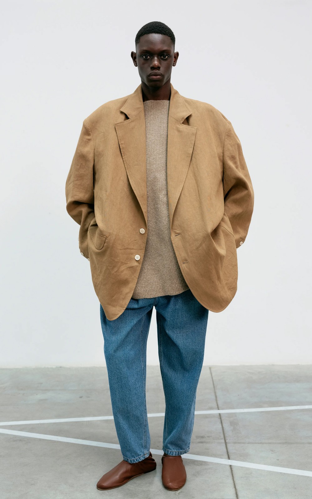 Hed Mayner Single Breasted Jacket Cinnamon Linen | Cultizm