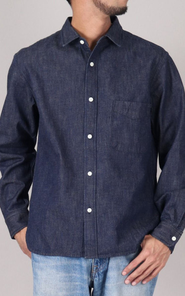 Japan Blue JBLS1014 Regular Military Denim Shirt Indigo 10oz