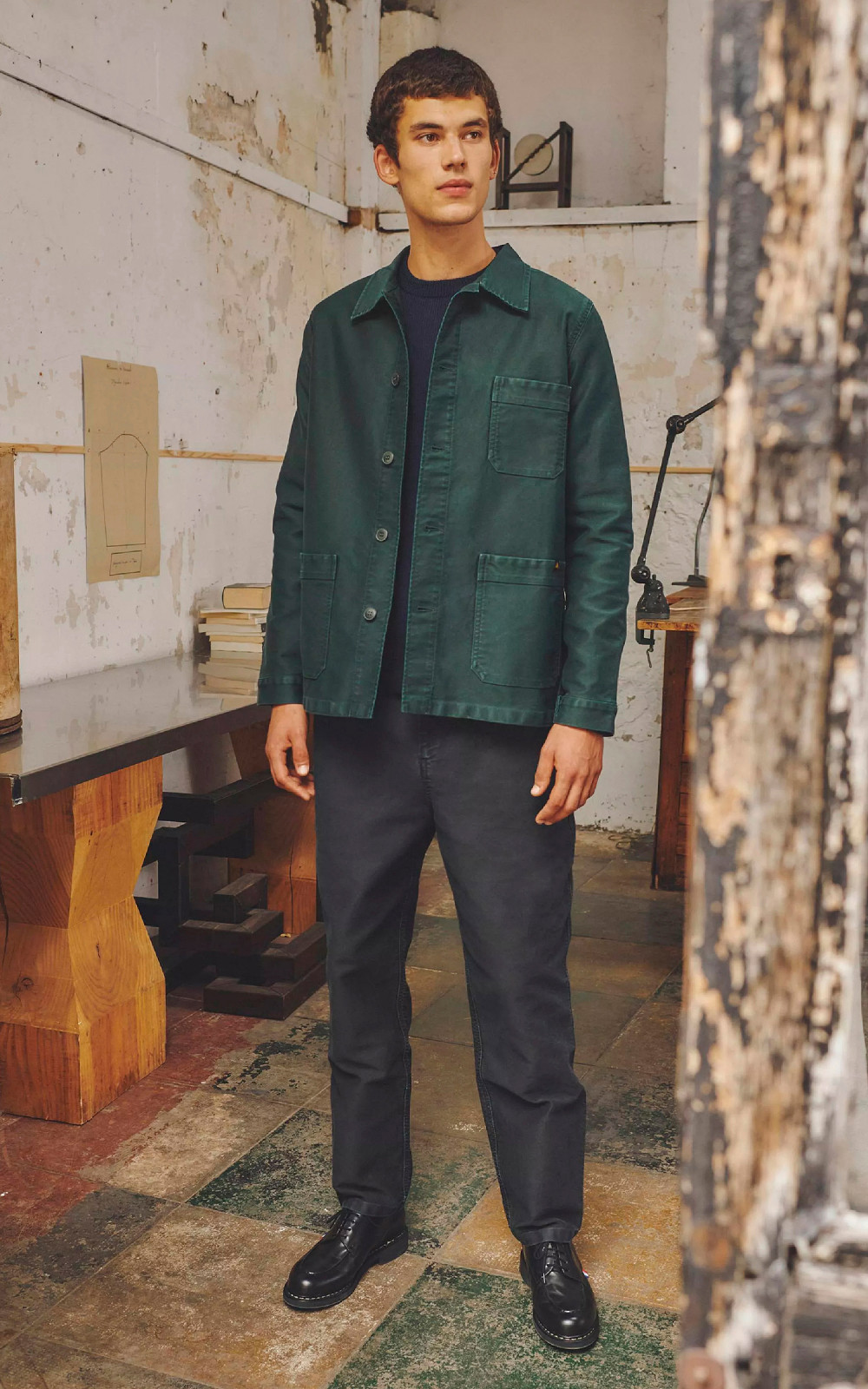 Le Mont St Michel Authentic Work Jacket Moleskin Forest Le Mont St Michel Authentic Work Jacket Moleskin Forest