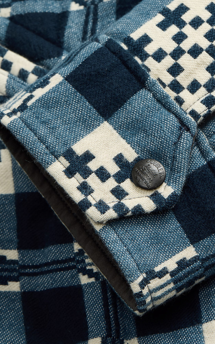 RRL Patterned Jacquard Overshirt Creme/Navy | Cultizm