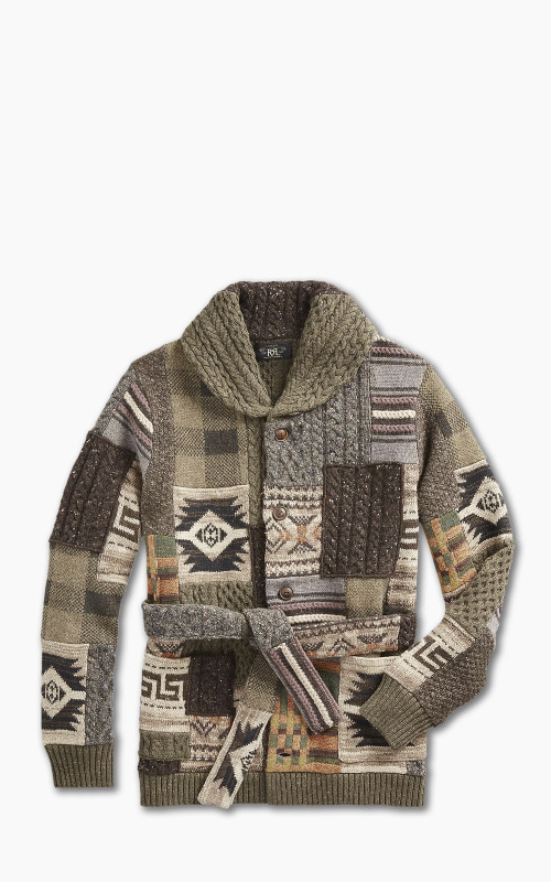 RRL Patchwork Wool-Blend Ranch Cardigan Brown/Multi