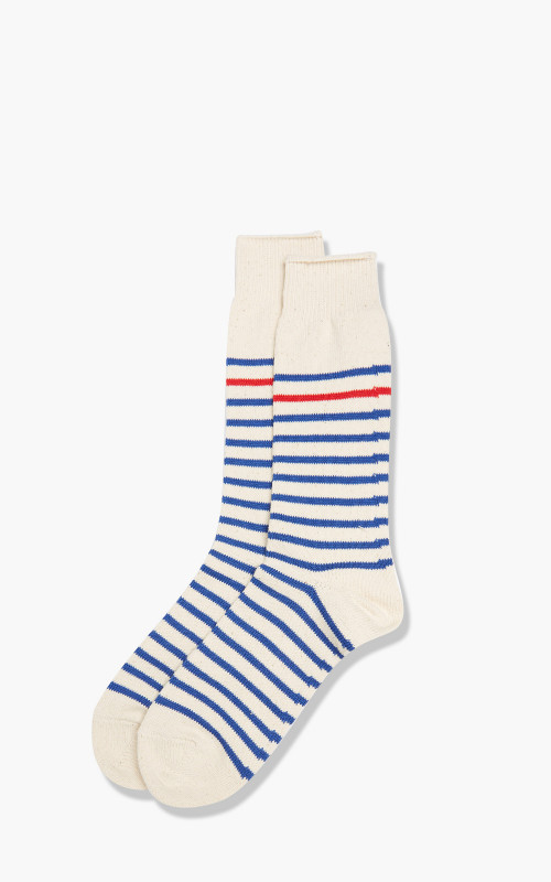 Anonymous Ism Socks Re Cotton Stripe Crew Blue 17510400-40