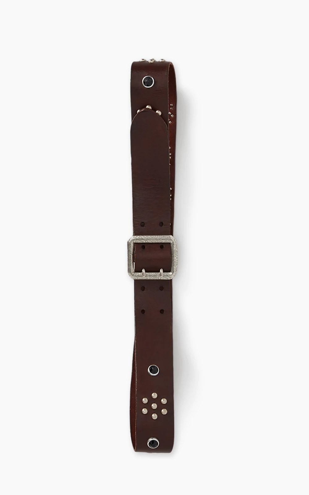 RRL Studded-Logo Leather Belt Dark Brown | Cultizm