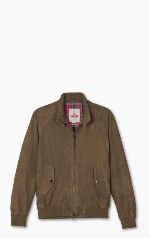 Baracuta G9 Suede Classic Harrington Jacket Dark Olive