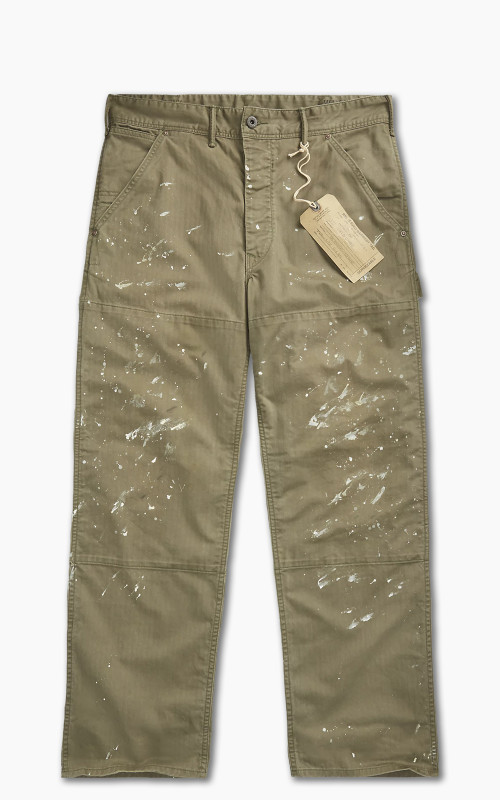 RRL Distressed Herringbone Carpenter Trouser Olive