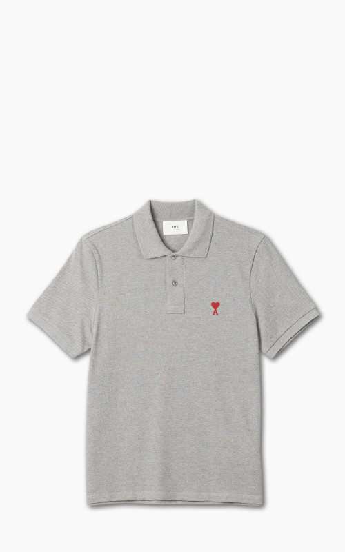 AMI Paris Ami De Coeur Polo Shirt Heather Grey