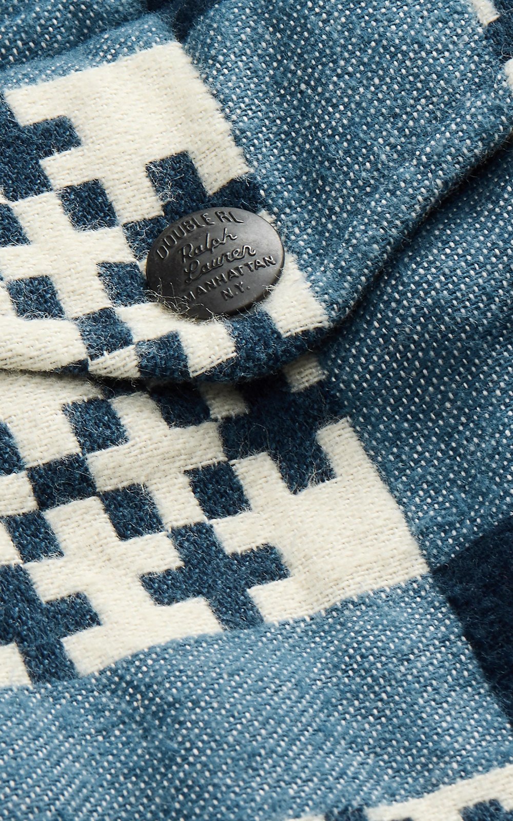 RRL Patterned Jacquard Overshirt Creme/Navy | Cultizm RRL Patterned Jacquard Overshirt Creme/Navy | Cultizm