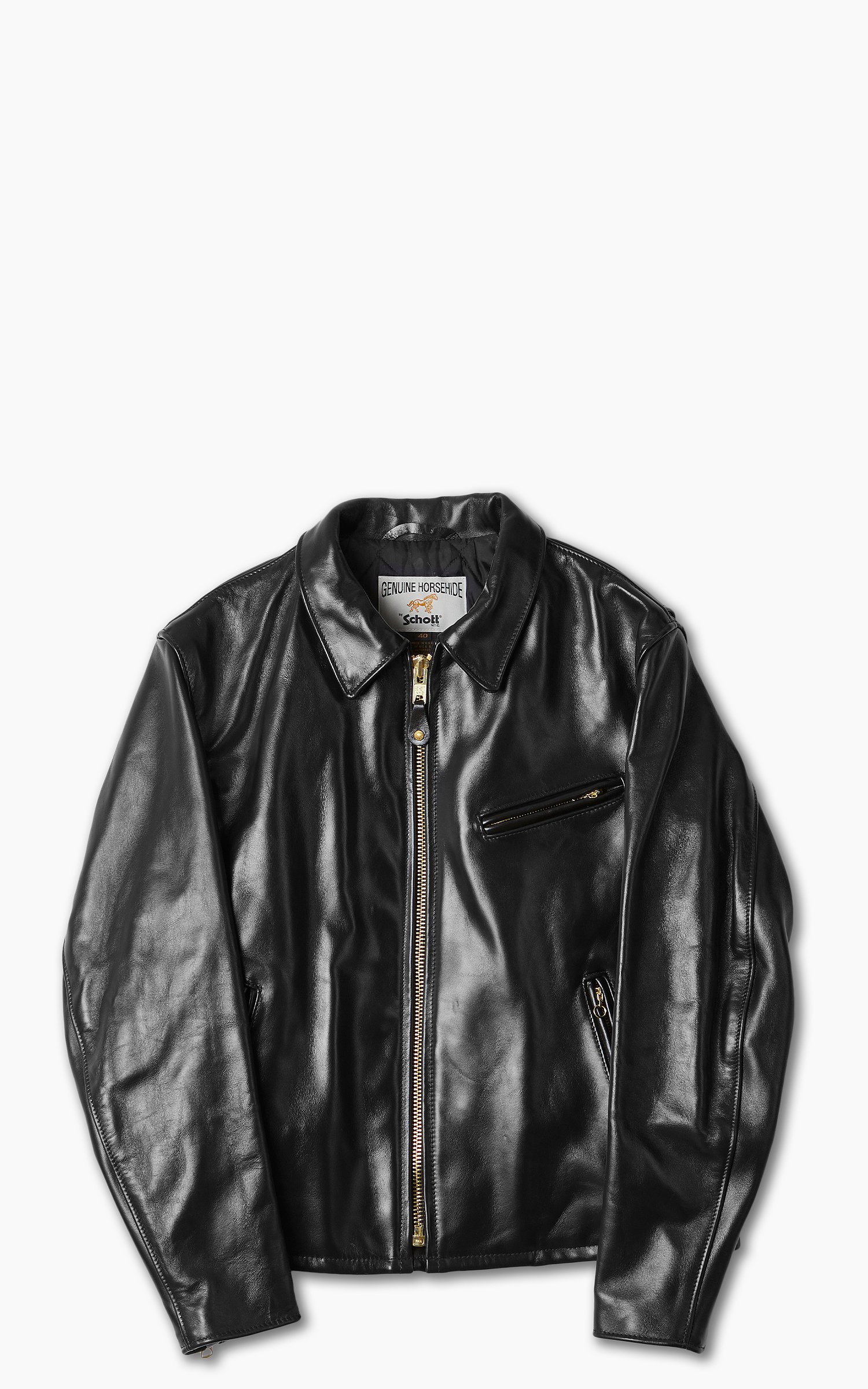 Schott NYC 689H Racer Motorcycle Leather Jacket Black | Cultizm