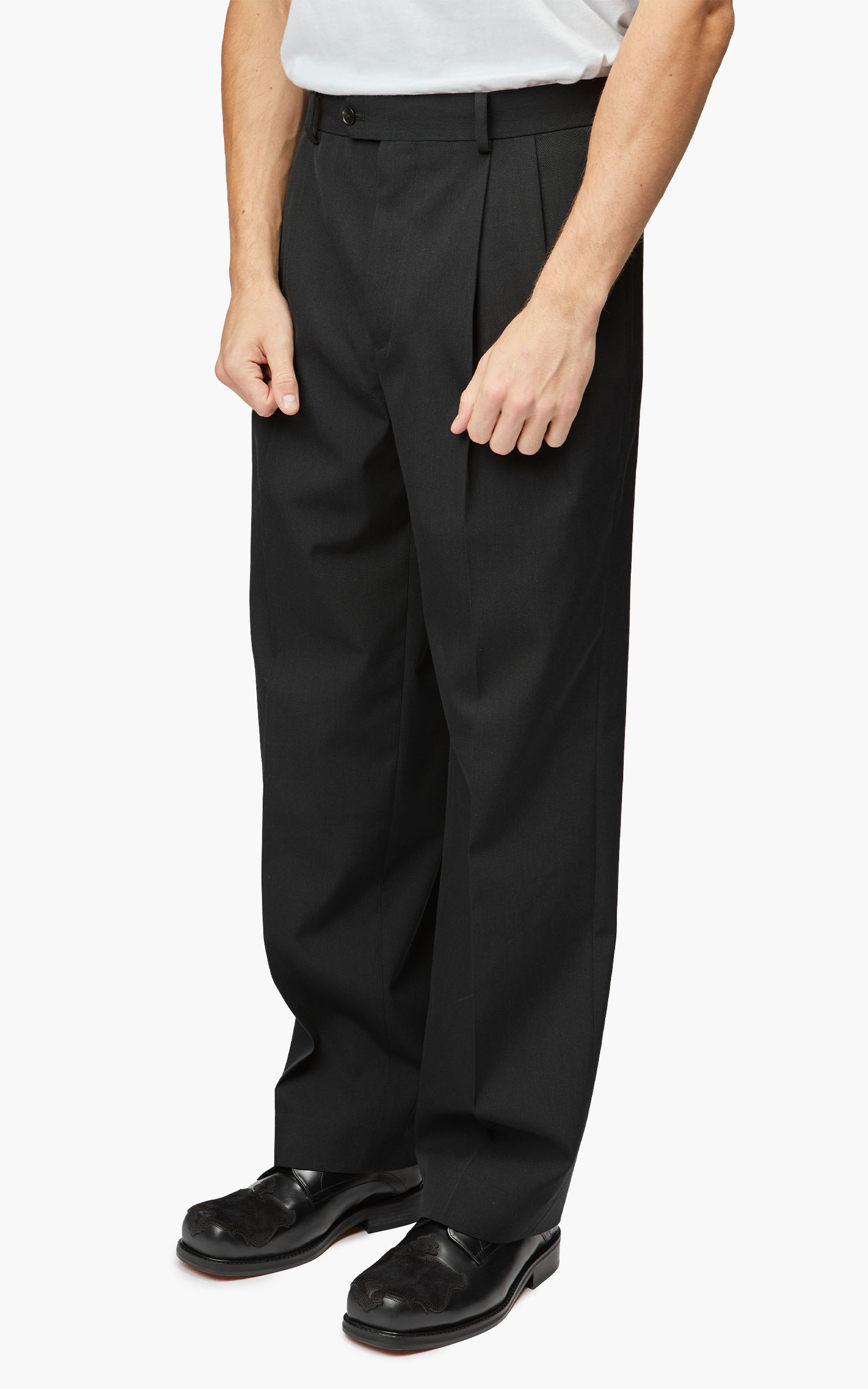 Auralee Super Fine Wool Cotton Twill Slacks Black | Cultizm