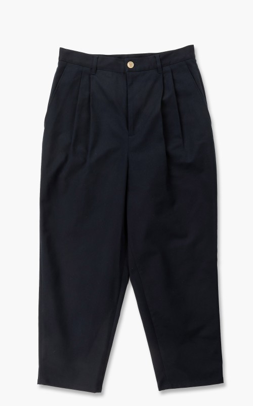 Digawel 2 Tuck Tapered Pants Cotton Navy