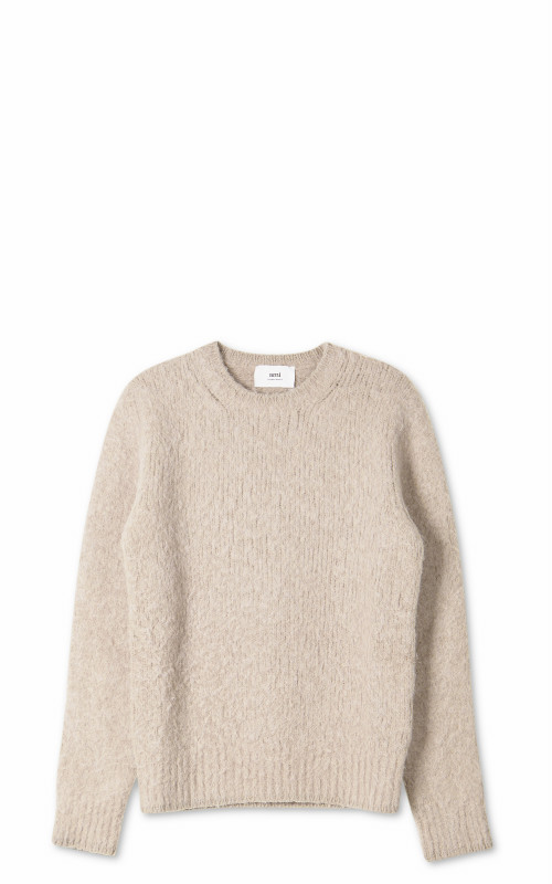 AMI Paris Brushed Crewneck Sweater Beige