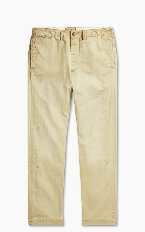 RRL Officer's Trouser Distressed Herringbone Vintage Khaki