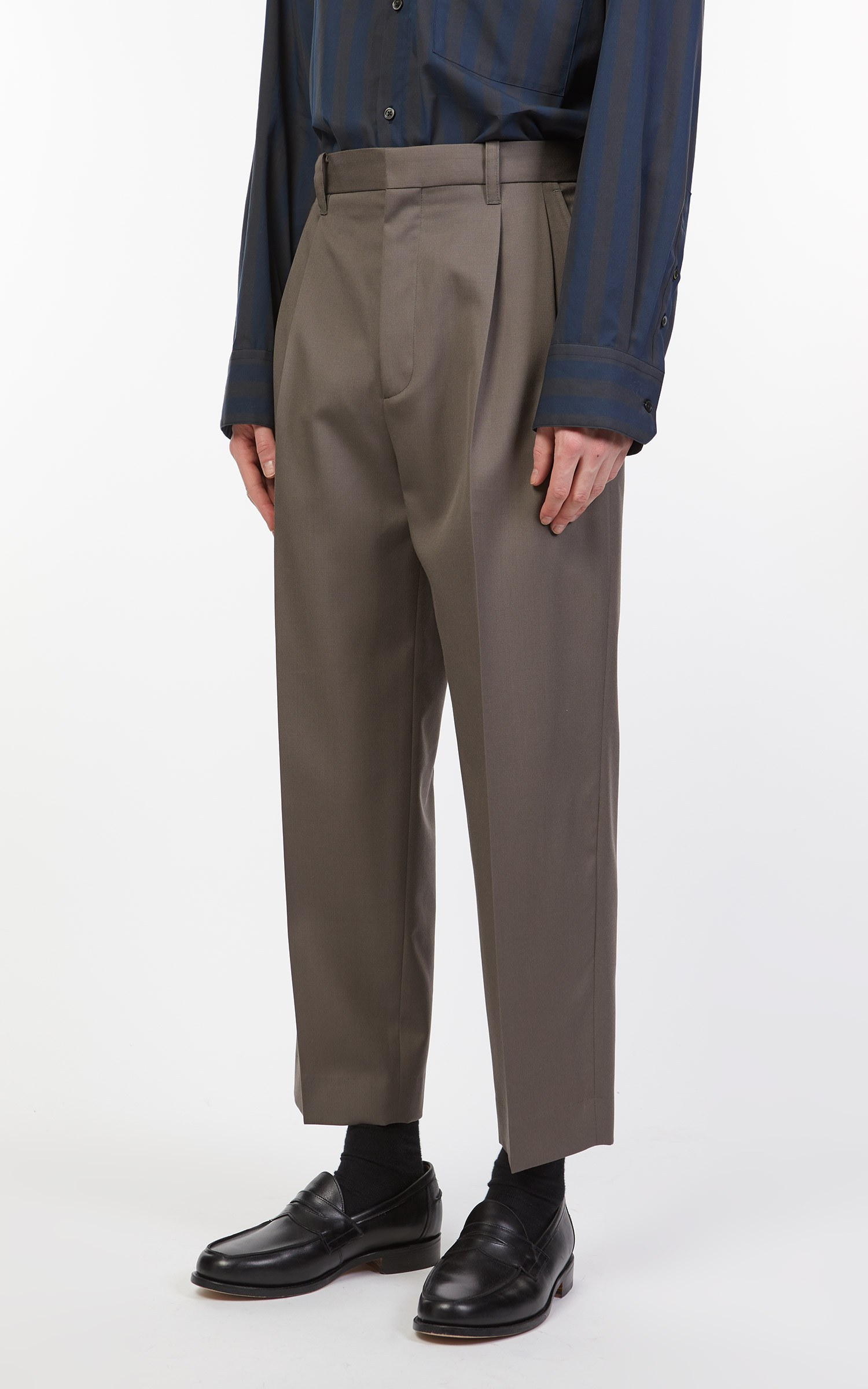 stein Ex Wide Tapered Trousers Light Khaki | Cultizm