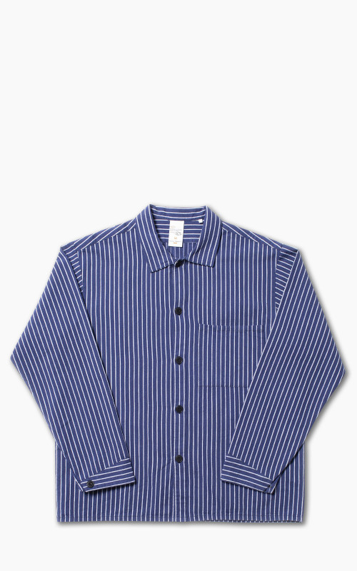 Nudie Jeans Berra Striped Worker Shirt Blue