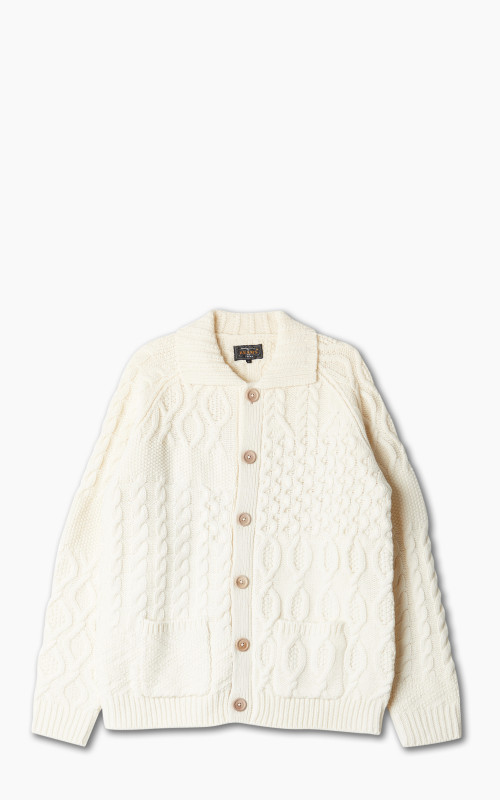 Beams Plus Cardigan Alan Patchwork Off White