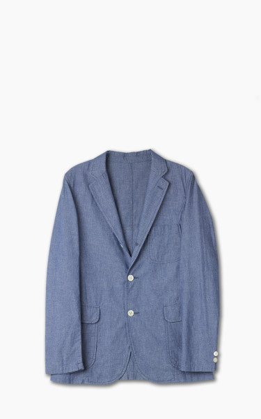 Beams Plus Organic Chambray 3-Button Shirt Jacket Blue