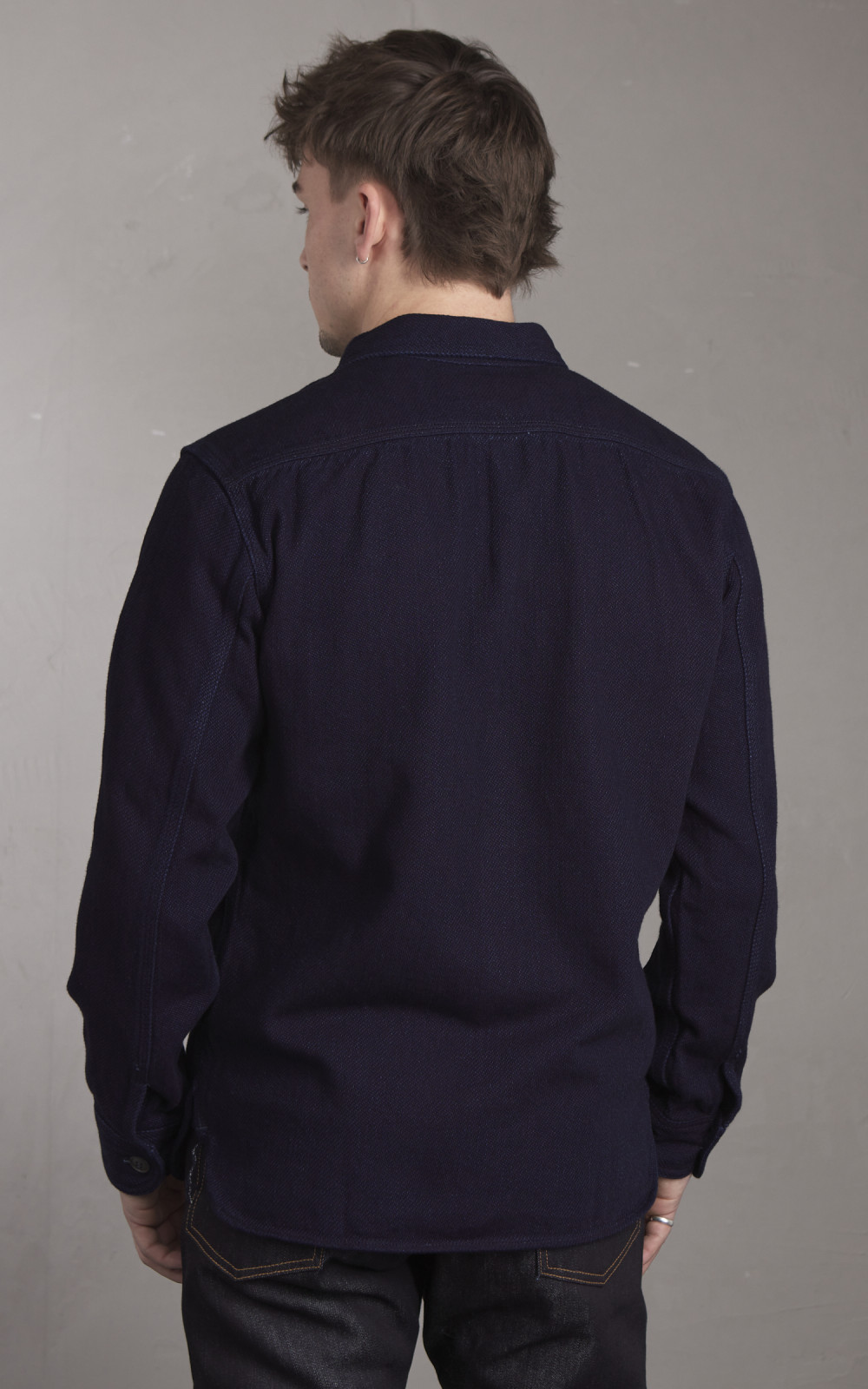 Momotaro Jeans MZLS1070 Heavy Dobby Shirt Sashiko Indigo | Cultizm