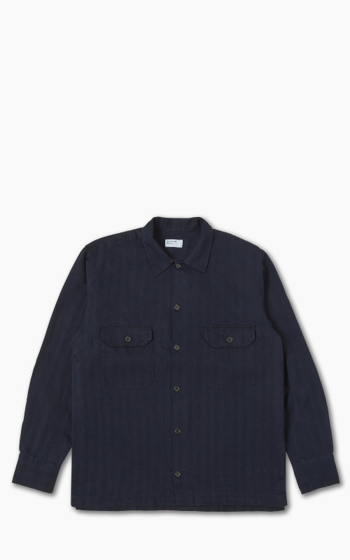 Universal Works L/S Utility Shirt Herringbone Denim Indigo