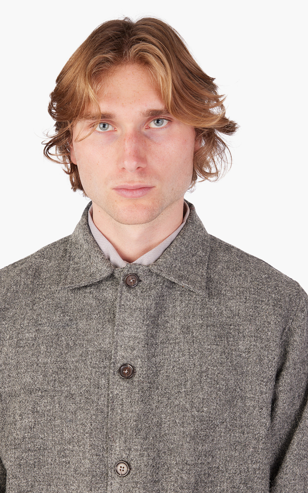 Mull Coat | Fawn Herringbone Harris Tweed