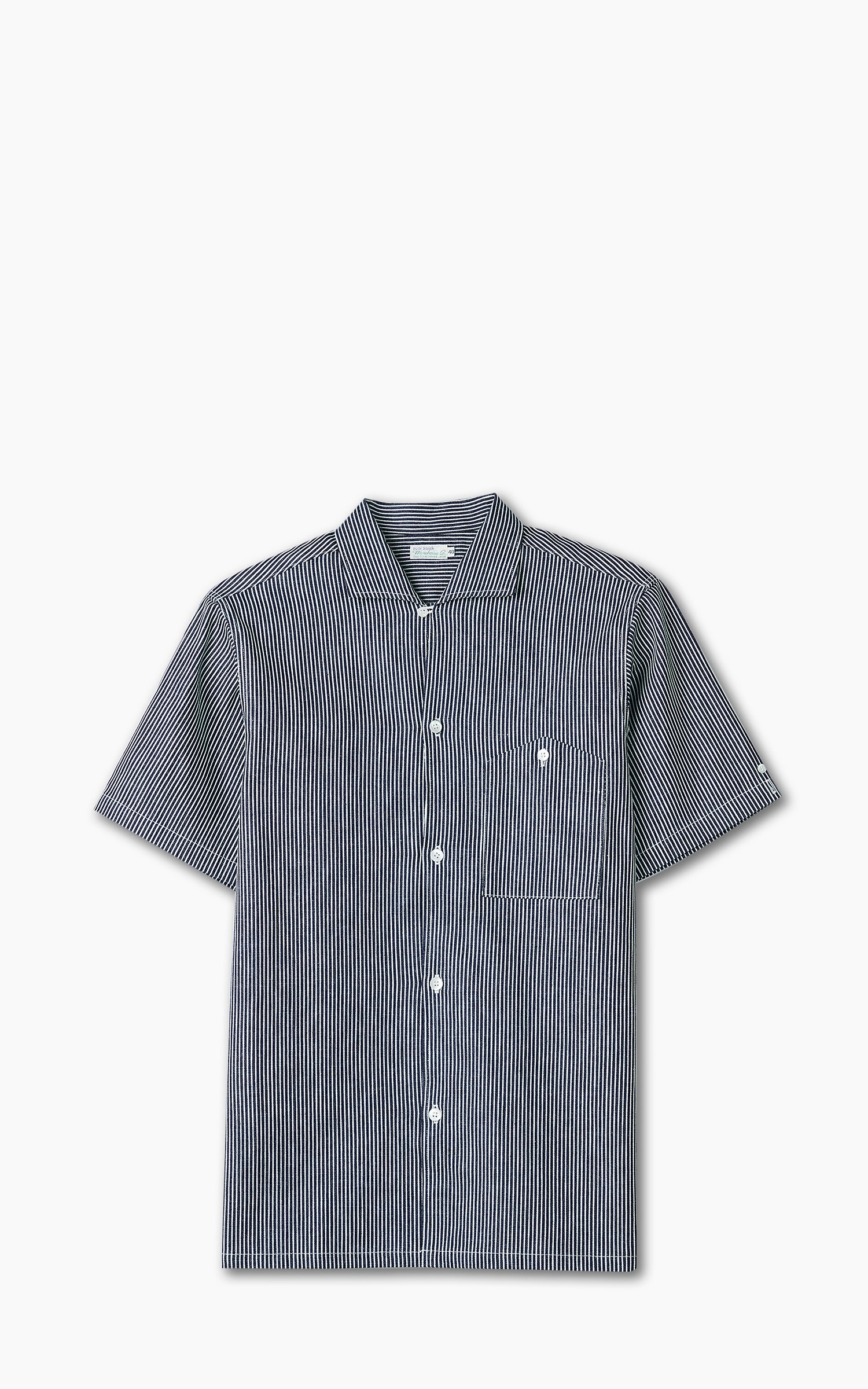 Warehouse & Co. Lot 3091 S/S Open Collar Shirt Hickory Stripe | Cultizm