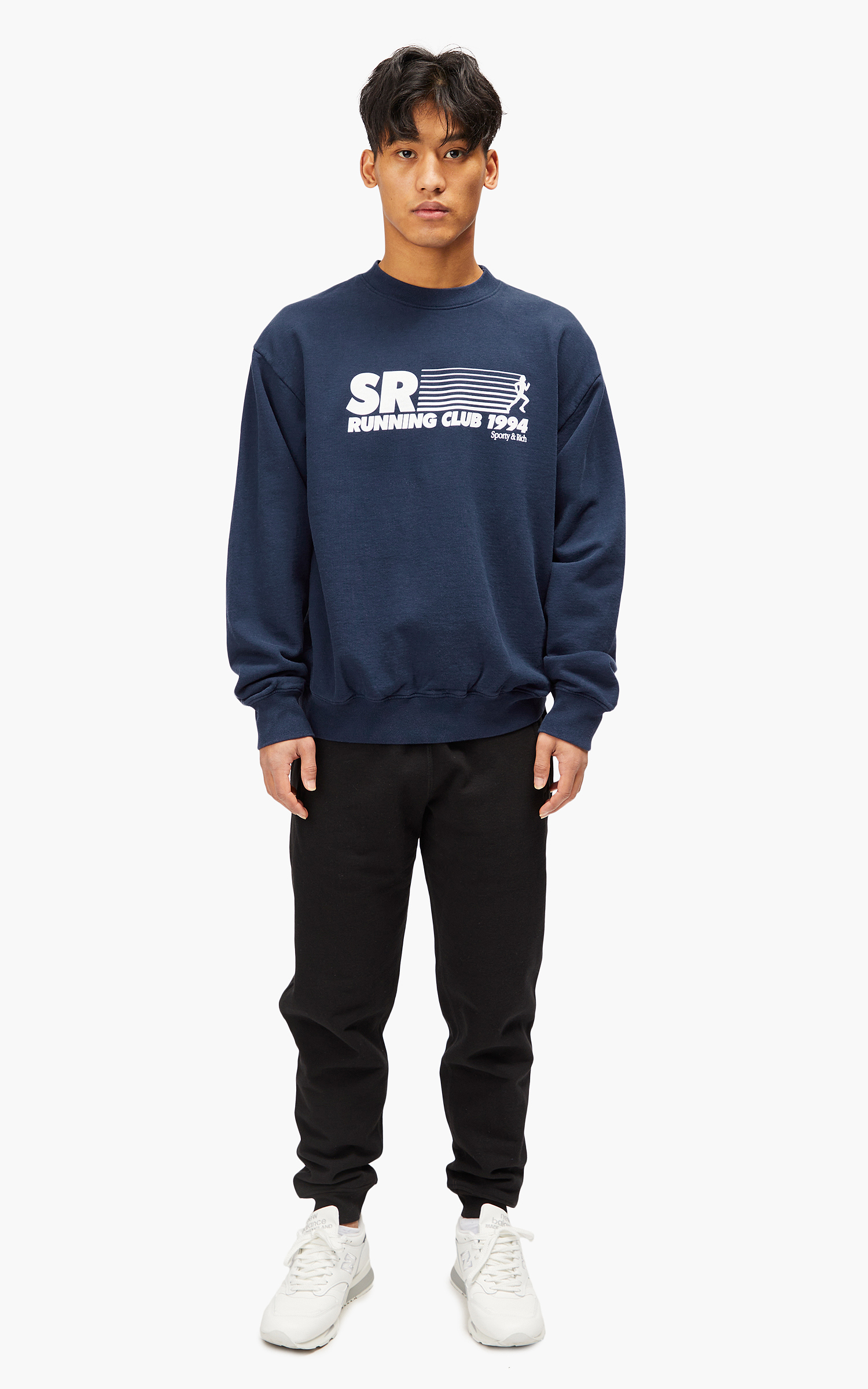 Sporty & Rich SR Running Club Crewneck Navy | Cultizm