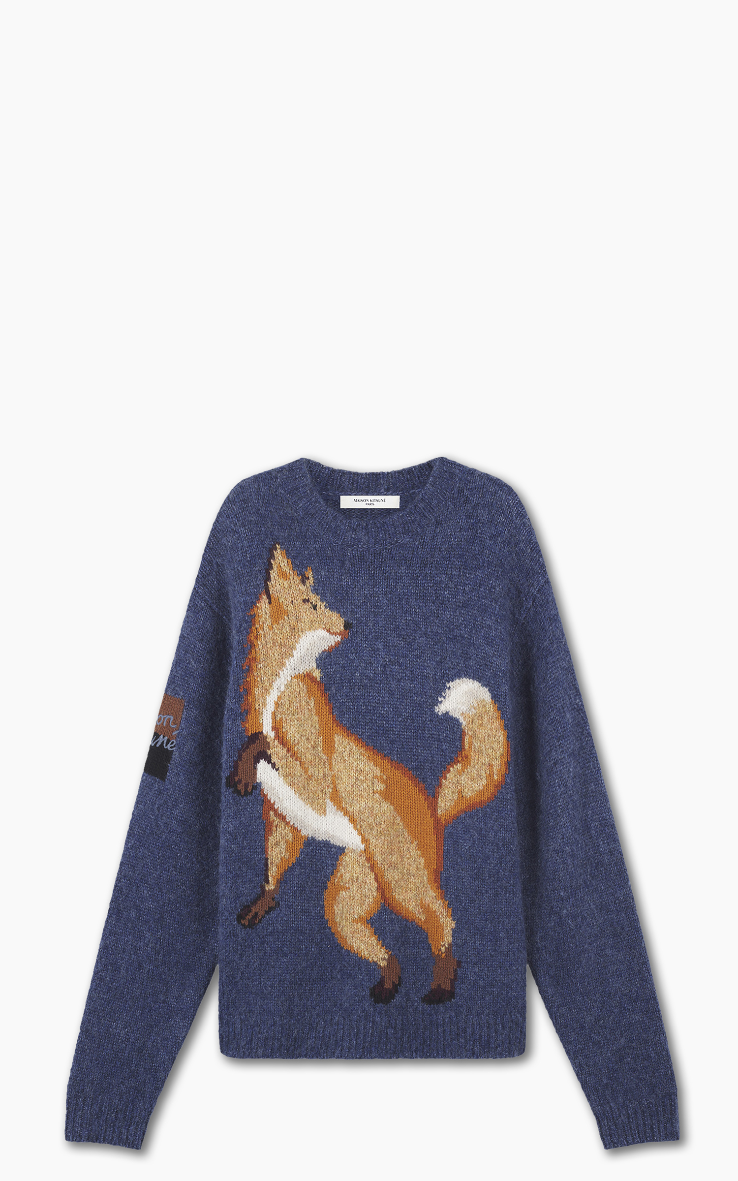 Maison Kitsuné Fox Intarsia Comfort Jumper Denim Blue Maison Kitsuné Fox Intarsia Comfort Jumper Denim Blue