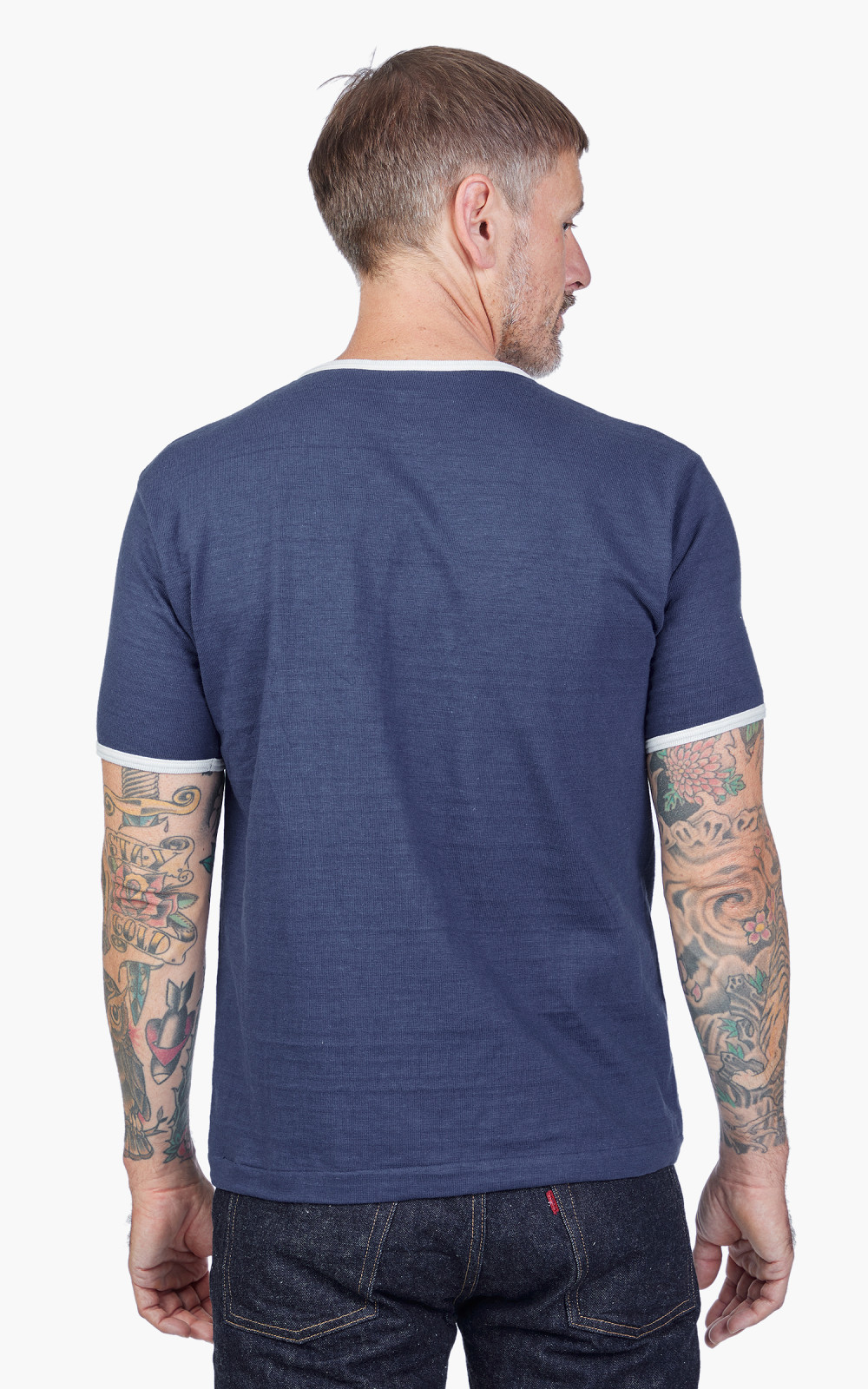Warehouse & Co. Lot 4059 Ringer Tee No Print Navy/Cream
