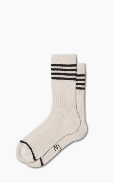 Nudie Jeans Men Tennis Socks Striped Offwhite/Black