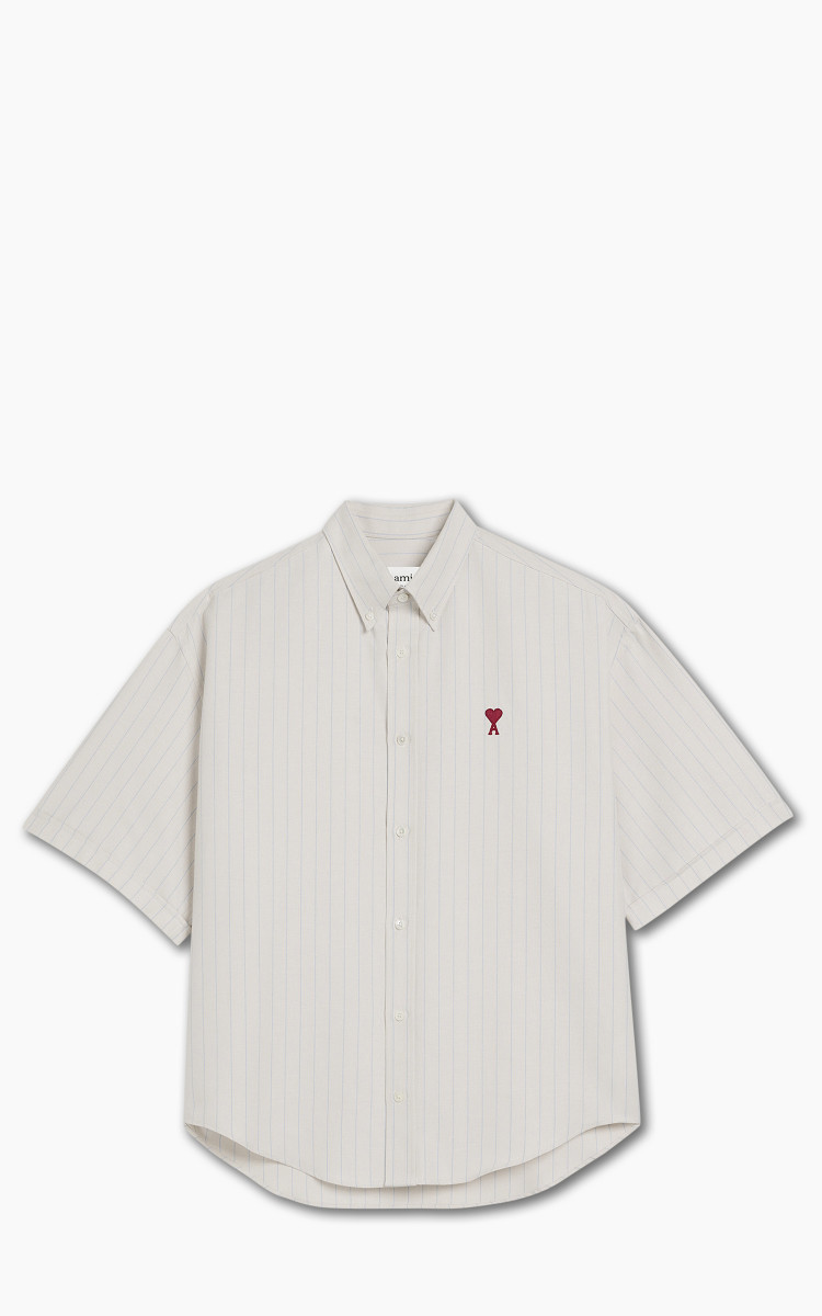 Tシャツ・カットソー AMI PARIS MANDARIN COLLAR SHIRT (USH218.CO0063 193 CHALK) AMI PARIS MANDARIN COLLAR SHIRT (USH218.CO0063 193 CHALK