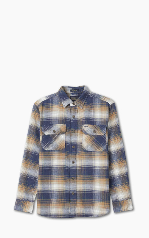 Pendleton Burnside Flannel Shirt Navy/Gold/Tan Plaid