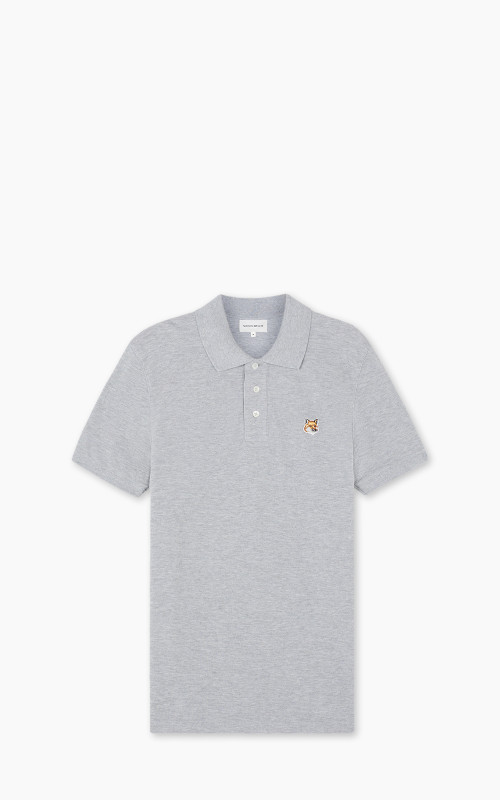 Maison Kitsuné Fox Head Patch Regular Polo Light Grey Melange