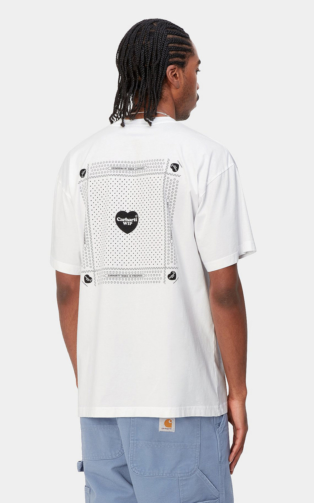 ★2024SS新作★CARHARTT★S/S HEART BANDANA T-SHIRT Carhartt WIP S/S Heart Bandana T-Shirt White/Black Stone
