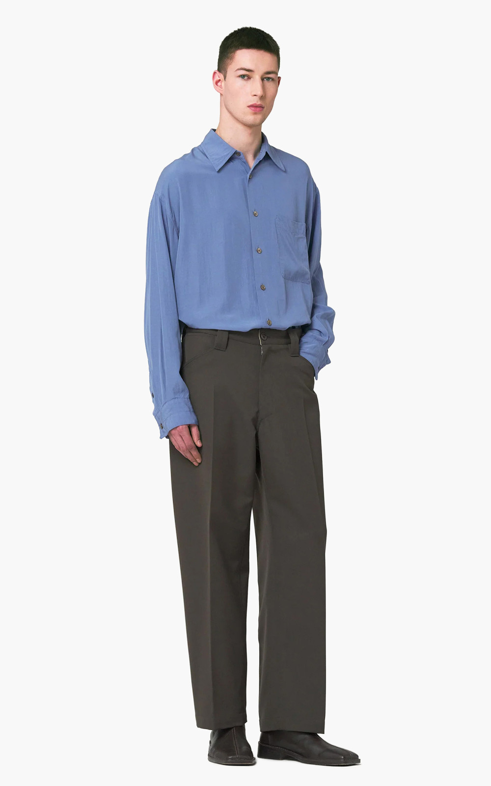 LEMAIRE straight-leg wool-blend Trousers | Brown | FARFETCH