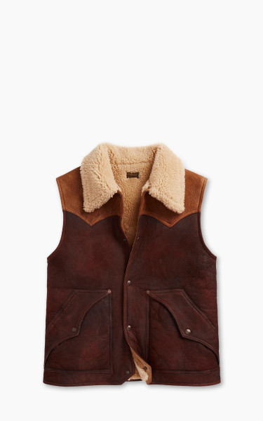 RRL Two-Tone Shearling Gilet Brown