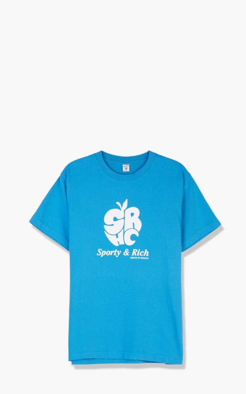 Sporty & Rich Apple T-Shirt Ocean/White